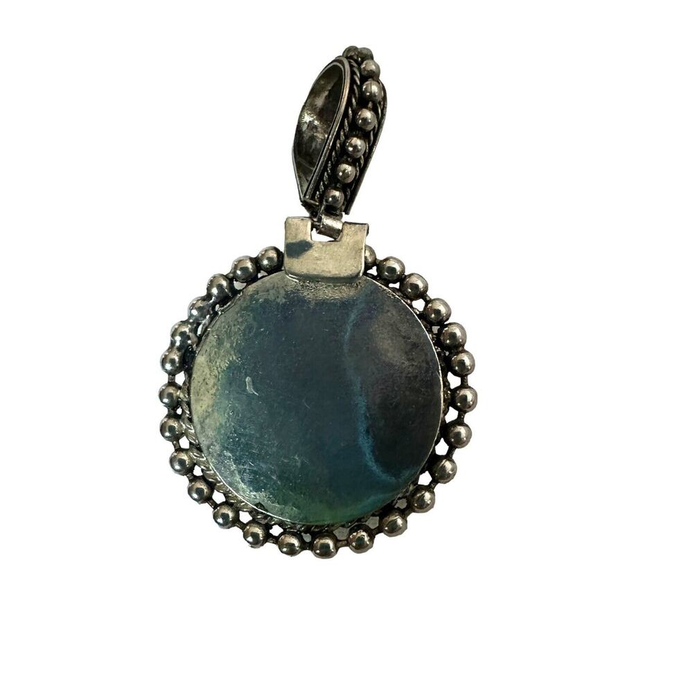 Vintage Bright Clover Green Enamel And Silver 2” Pendant - Picture 7 of 14